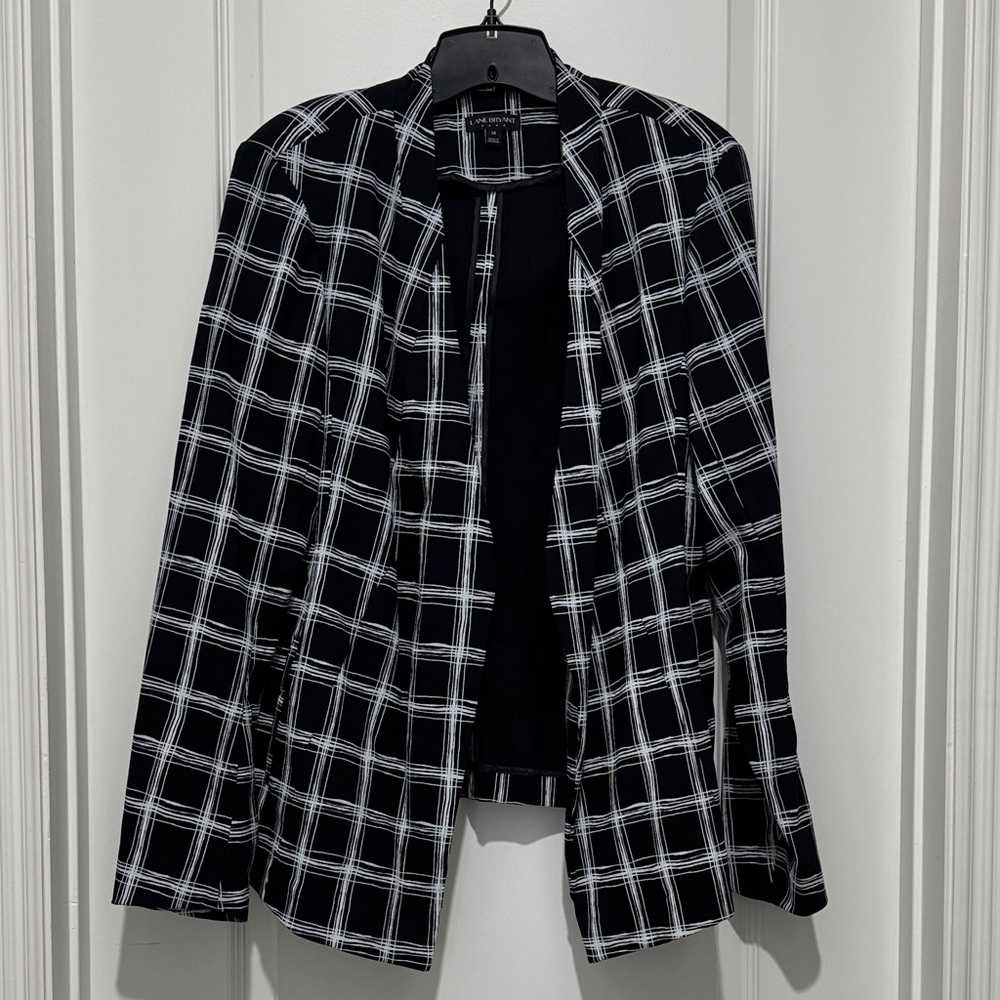 Women's Lane Bryant Black and White Plaid Jacket - 18